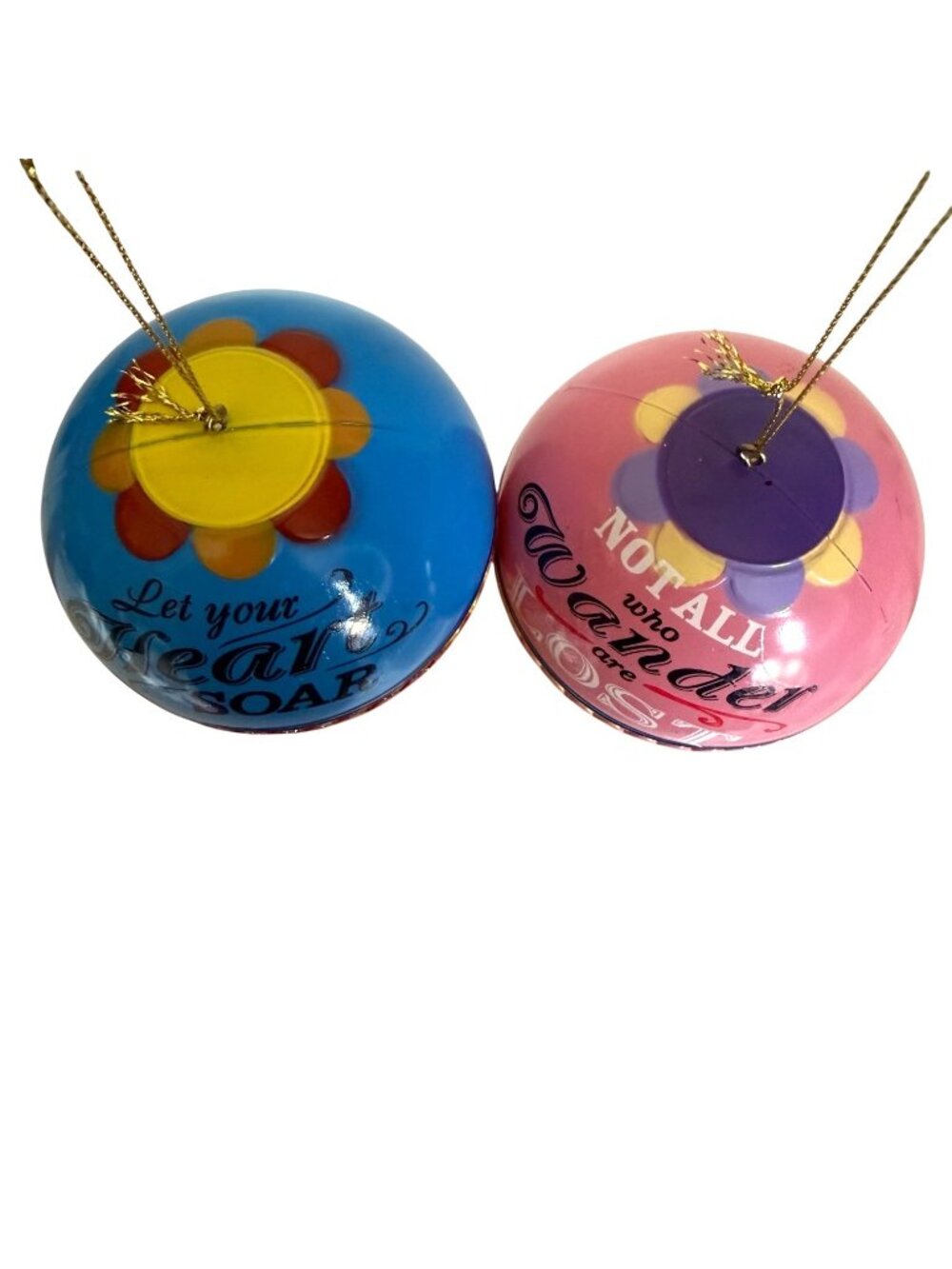 2 Kurt Adler Hot Air Balloon Christmas Ornaments Inspirational Words Plastic VTG - Picture 9 of 10